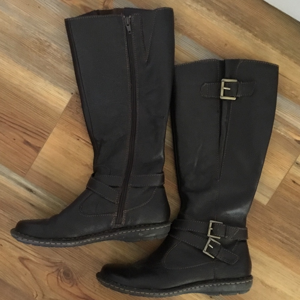 b.o.c. Dark Brown Tall Buckle Riding Boots‎